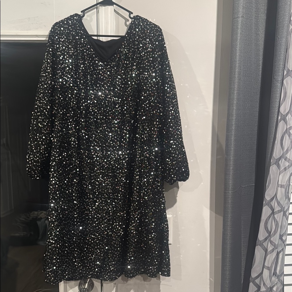Plus Size Black Sequin Dress